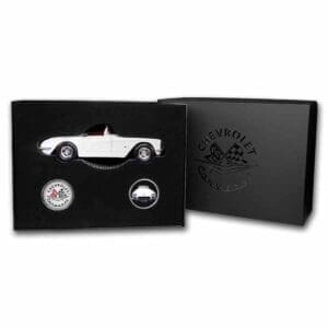 1959 Corvette 2 x 1 oz Silver Round & Die Cast Car Set