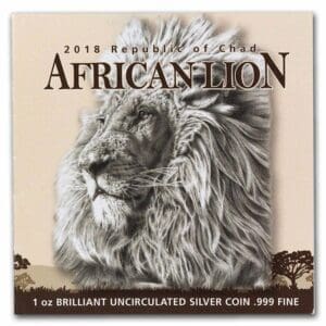2018 republic of chad african lion 1oz silver coin