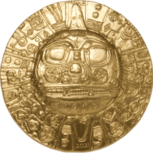 2021 INCA SUN GOD 1 OZ SILVER UHR FULLY GILDED COIN