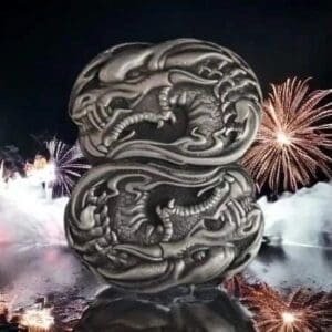 2024 THE LOCKER MINT YEAR OF THE DOUBLE DRAGON 3 OZ SLVER
