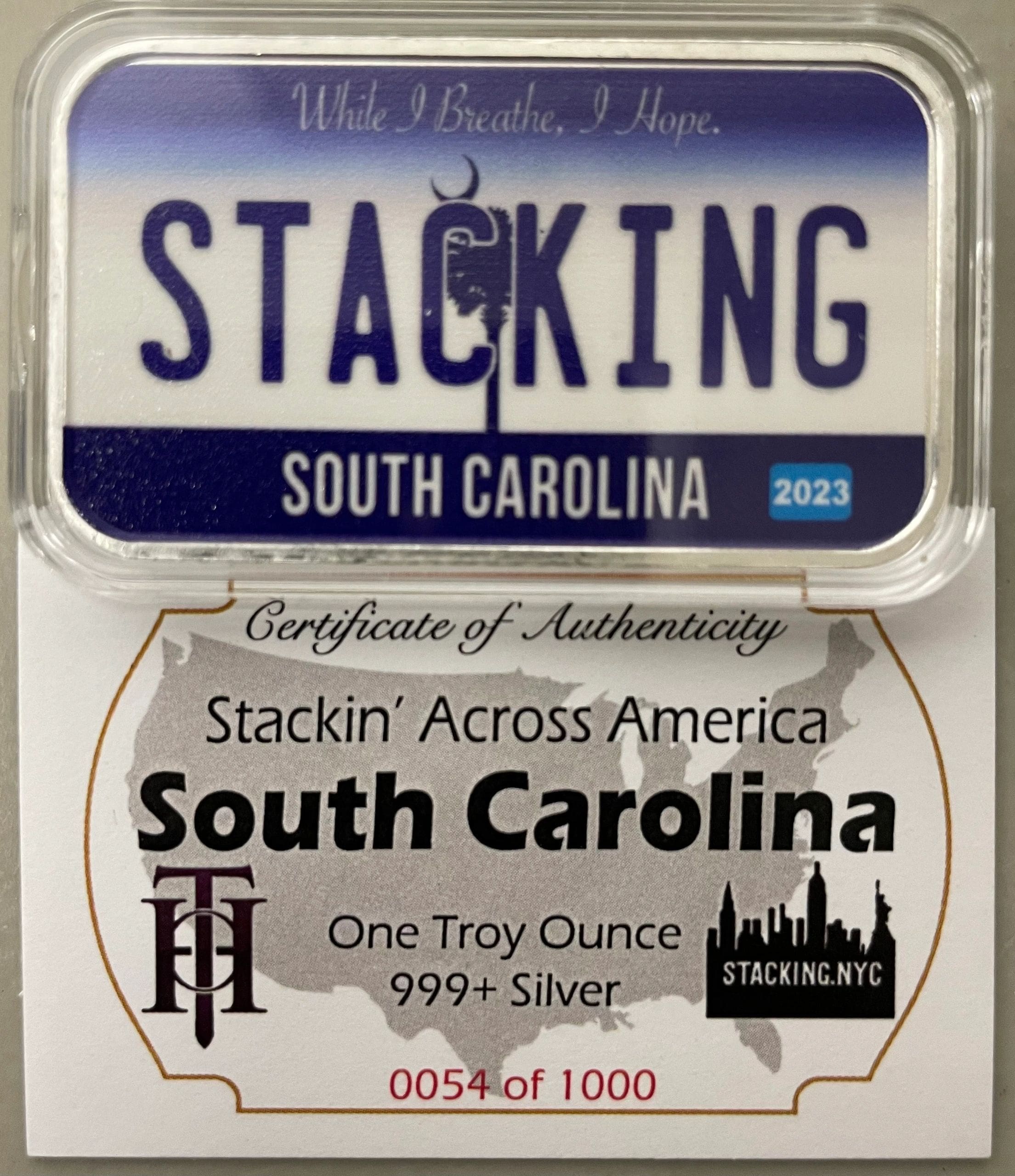 South Carolina SAA 1z Silver Bar