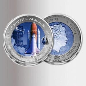 2021 GHANA 40TH ANNIVERSARY SPACE SHUTTLE 1 OZ TITANIUM COIN