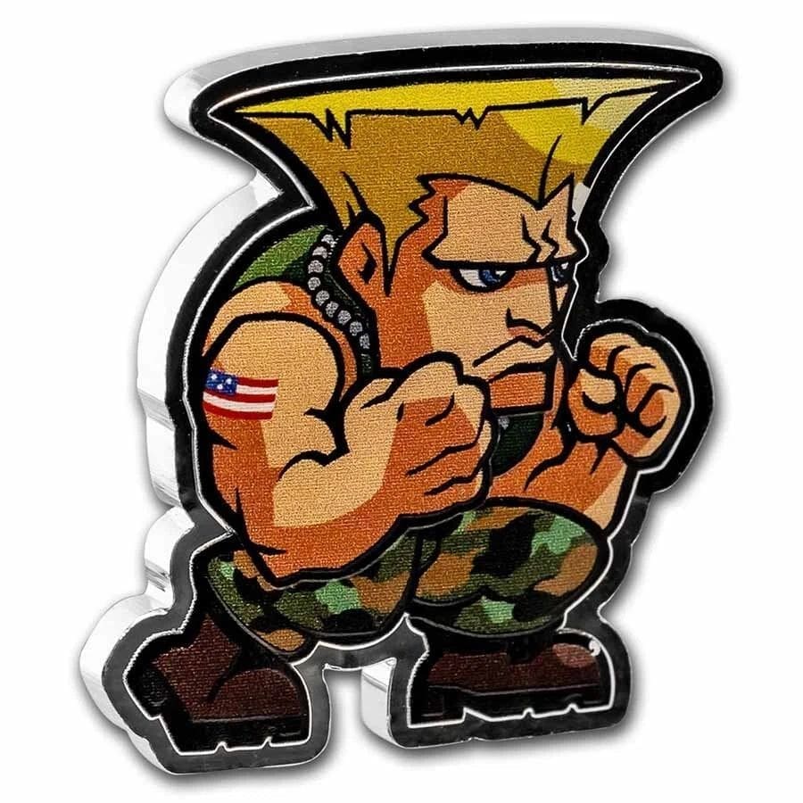 STREET FIGHTER GUILE 1 OZ SILVER COLOURED COIN - DEFECT - Image 2