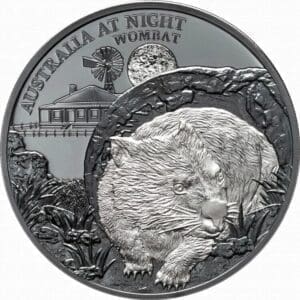 2021 NIUE AUSTRALIA AT NIGHT WOMBAT 1OZ SILVER BLACK PROOF COIN