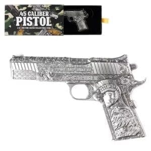 2024 Chad .45 Caliber Pistol 2oz silver coin - Antiqued