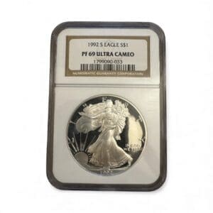 1992 S EAGLE S$1 PF 69 ULTRA CAMEO Classic Brown Label
