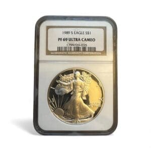 1989 S EAGLE S$1 PF 69 ULTRA CAMEO - Classic Brown Label