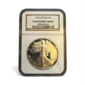 1990 S EAGLE S$1 PF 69 ULTRA CAMEO - Classic Brown Label